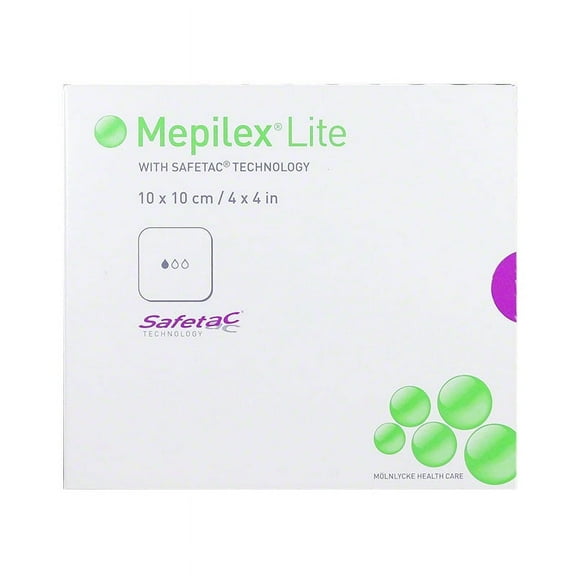 Molnlycke 284190 Mepilex Lite Silicone Foam Dressing Without Border 4 in. x 4 in. (Pack of 3)