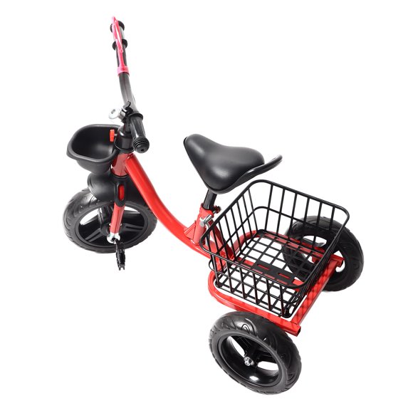 Triciclo Para Niños Pequeños, Triciclos De Equilibrio De Poliuretano Metálico Con Agarre Cómodo Para Niños Y Niñas Con Cesta De Almacenamiento Para Exteriores