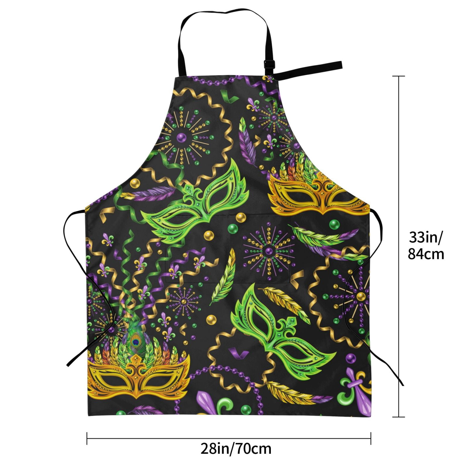 Kdxio Carnival Mardi Gras3 Apron with Pockets Adjustable Kitchen Aprons for Men Women Waterproof Aprons for Cooking,Drawing,Crafting, Baking Household Cleaning