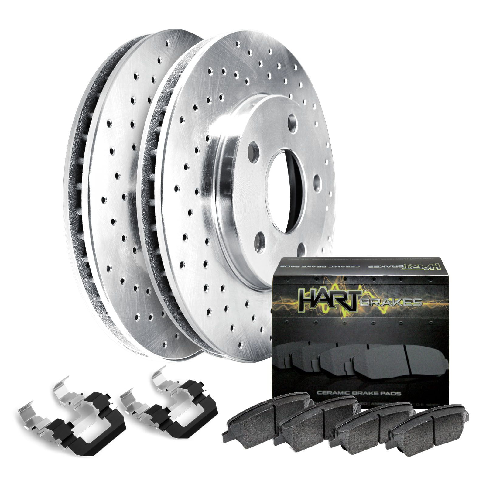 Hart Brakes Front Brakes and Rotors Kit |Front Brake Pads| Brake Rotors and  Pads| Ceramic Brake Pads and Rotors |fits 1999-2001 Jeep Cherokee,  1999-2006 Jeep TJ, 1999-2006 Jeep Wrangler 