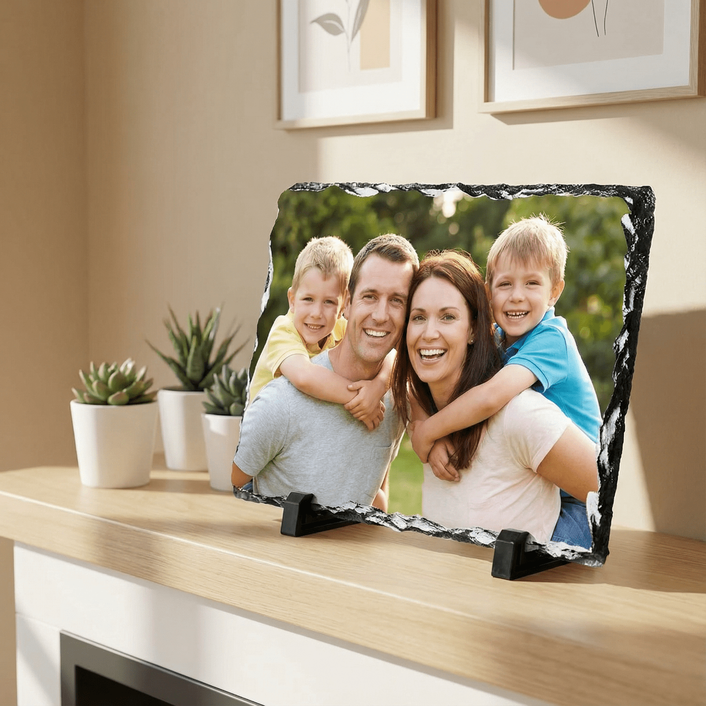 Bibana 6 Pack Sublimation Slate Blanks, 5.9x7.9 Inch Thermal Transfer Picture Frame with Display Stand for DIY Custom Gifts & Desktop Decor