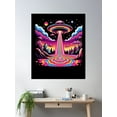 thumbnail image 2 of Trippy Ufo Vaporwave Psychedelic Art Lovers Cosmic Melting Poster Wall Art, Modern Wall Decor For Living Room Bedroom, 8x12 UNFRAMED, 2 of 3