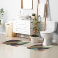 thumbnail image 6 of Yayeee Bath Rugs for Bathroom Floor Set of 2 Non Slip Fluffy Soft Absorbent Mat, Green Geometric, 6 of 7