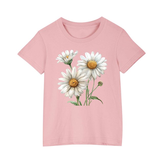 RXIRUCGD 2025 Vêtements d'Été pour Enfants T-shirt Imprimé Mode Mignon Col Rond Manches Courtes