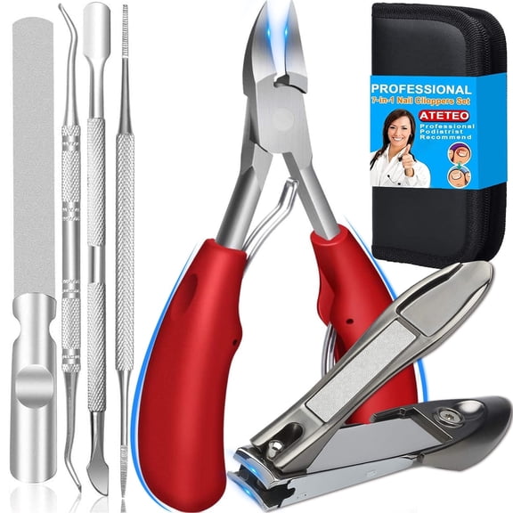 Nail Clippers for Men, 7 Pack Heavy Duty Toenail Clippers Set, Professional Nail Clippers Kit for Thick Nails, Fingernails & Toenails