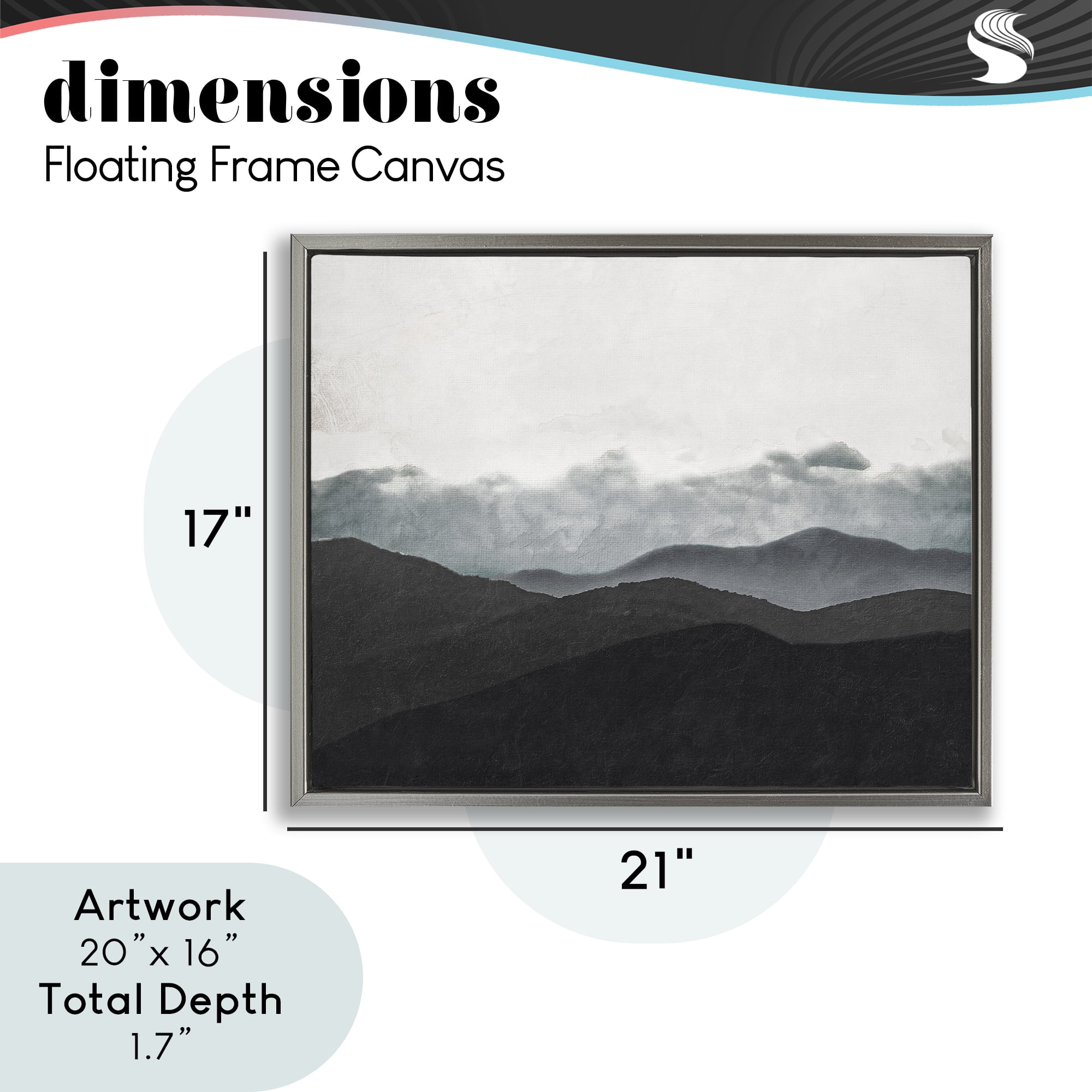Stupell Industries Layered Foggy Hills Gray Framed Floater Canvas Wall Art, design by Elizabeth Medley