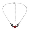 thumbnail image 3 of Collar con colgante de corazón de diablo negro punk creativo, collar con colgante de murciélago con alas de amor para mujeres y hombres, regalo de fiesta de Halloween, joyería vintage, rojo, 3 of 5
