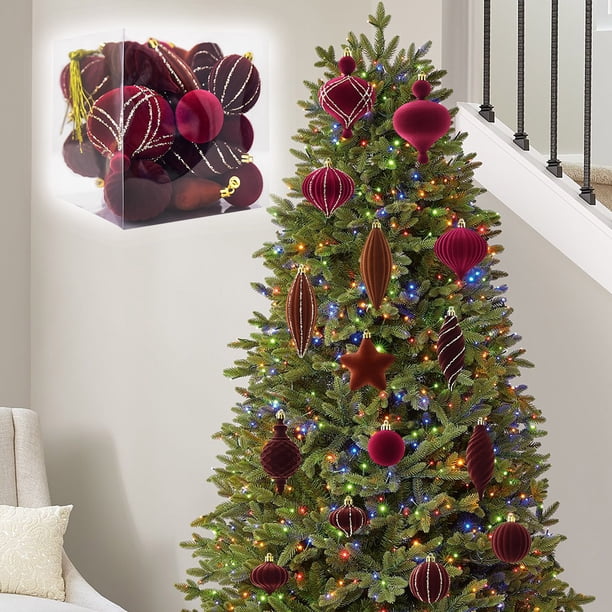 onlyliua ¡ ¡Ofertas Del Día Por Tiempo Limitado! Suministros para Decoración de Navidad, Caja de Dulces de Macarrones, Colgante de Bola Navideña de Plástico Pintado, Juego de 24 Piezas