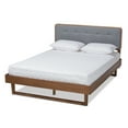 thumbnail image 2 of Baxton Studio Natalia Mid-Century Modern Dark Grey Fabric Upholstered and Ash Walnut Finished Wood Queen Size Platform Bed, 2 of 10