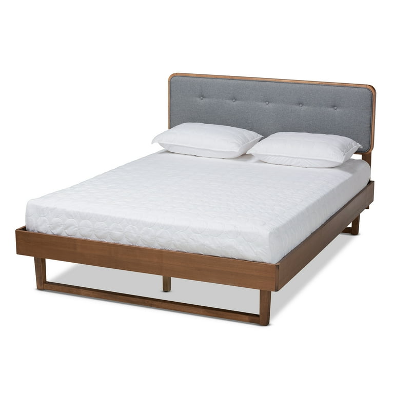 Baxton Studio Natalia Mid-Century Modern Dark Grey Fabric Upholstered and Ash Walnut Finished Wood Queen Size Platform Bed Baxton Studio Natalia Mid-Century Modern Dark Grey Fabric Upholstered and Ash Walnut Finished Wood Queen Size Platform Bed