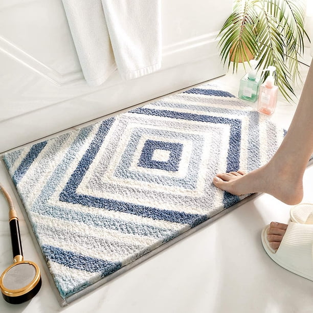 Non-slip Bath Mat, Highly Absorbent, Soft, Machine Washable Bathroom Mat. To Place In Bathrooms, Kitchens, Bedrooms, Doors (blue, 50 X 80 Cm)