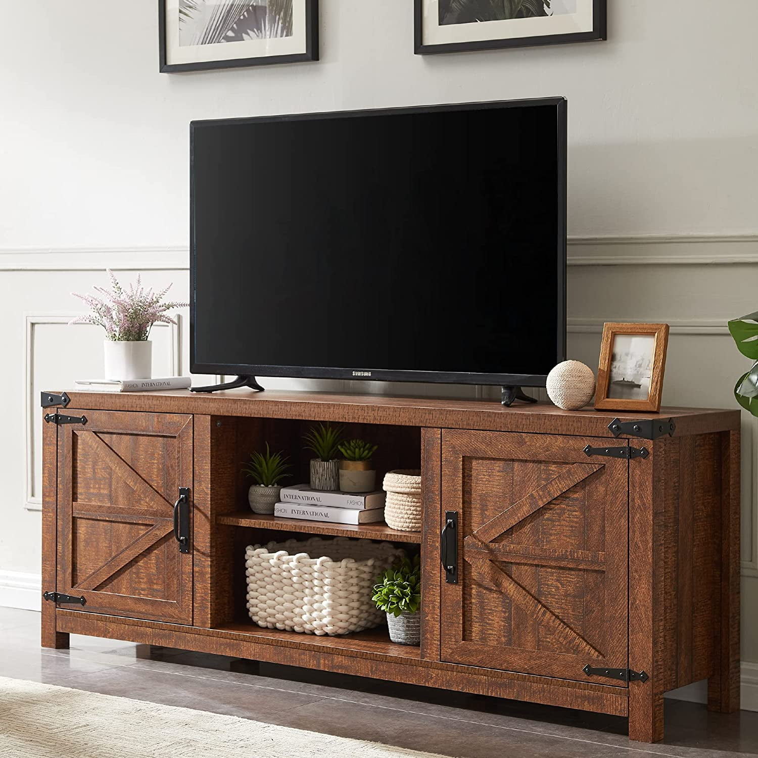 OKD Farmhouse TV Stand Entertainment Center for TVs up to 75 inches