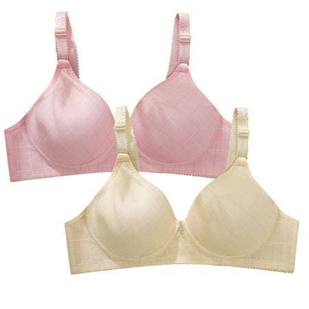 

3pcs 2PC Women Large Size Simple Lattice Adjustable Shoulder Strap Underwire Underwear Bra bras for women