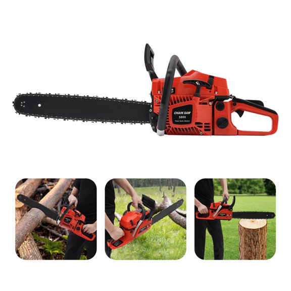 20 Inch Chainsaw, 2.6KW Air-cooled Gasoline Powered Chainsaw, 58cc 2-Stroke Engine Chainsaw For Wood Cutting, Forest Felling, Tree Pruning