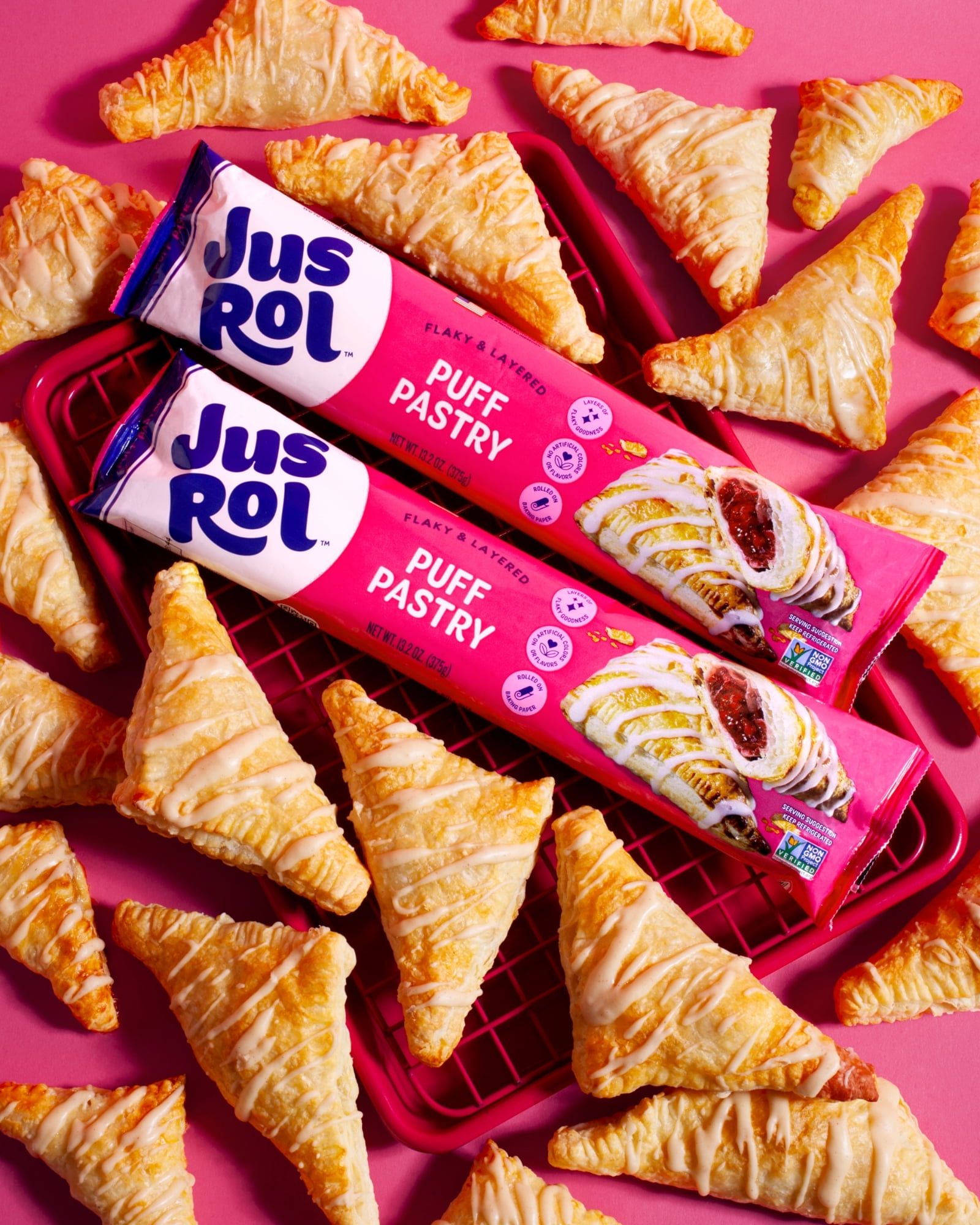Jus-Rol Flaky & Layered Puff Pastry Sheet, Pre-Rolled Refrigerated Dough, 13.2 oz, 1 Sheet, For Sweet or Savory Baking