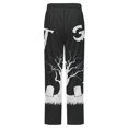 thumbnail image 6 of Halloween Ghosts Bats Trees Winter Female Pants Flannel High Waist Women Pants Lady Warm Straight Leg Plush Trousers, 6 of 7