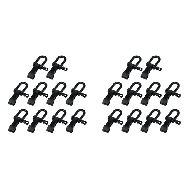 20 Piezas de Hebilla de Grillete de Pulsera de Paracord, de Grillete de de Clip de Grillete D Ajustable para Pulsera de Supervivencia Negro
