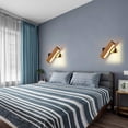 thumbnail image 1 of Luz de pared LED, 4W 400LM Luz de pared de madera interior 360° giratoria, 3000K Lámpara de pared blanca cálida para dormitorio, sala de estar, oficina, pasillo, diámetro 21 cm [Clase de eficiencia energética E] LingWen 8390605471384, 1 of 1