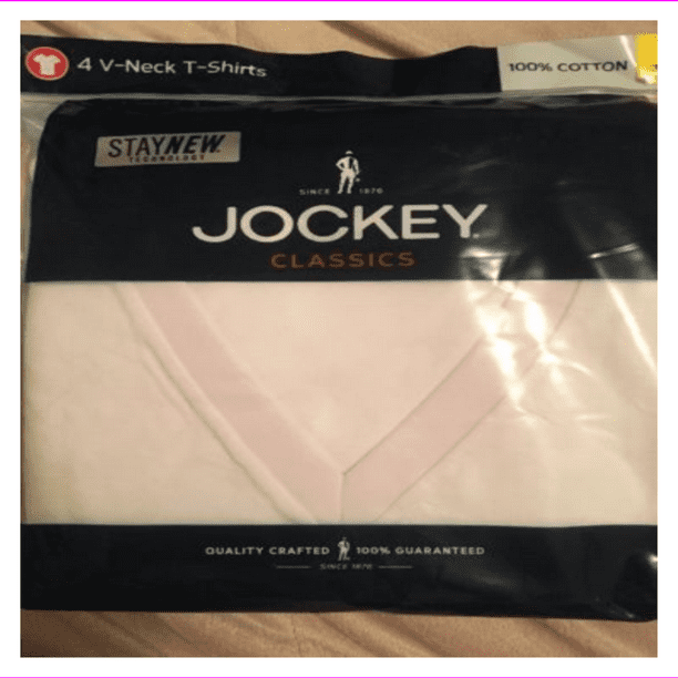 Jockey Men's Jockey Classics VNeck 4 Pack White Short Sleeve
