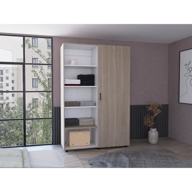 Closet Armablecon entrepaños y tubos modelo Ecos color Beige