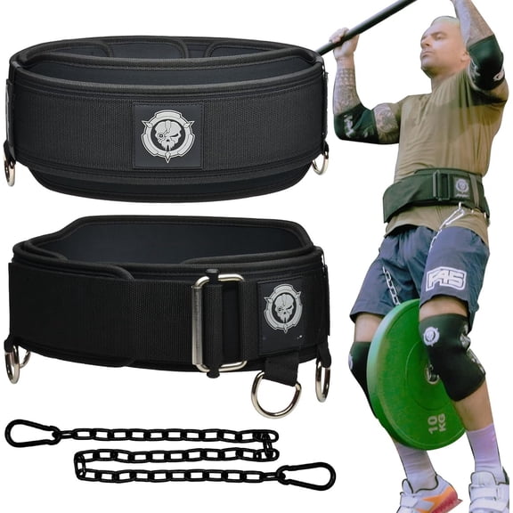 2-in-1 Weightlifting Belt & Dip Belt with Chain for Added Weight ,Weightlifting, Squats, Deadlifts,Powerlifting for Men & Women