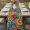 thumbnail image 4 of Boho Colorful Floral Table Runner 108 Inches, Spring Flower Botanical Sunflowers Plant Bed Runner Dresser Scarves Tabletop for Indoor Outdoor Parties/Ceremony/Banquet, 13"x 108", 4 of 8