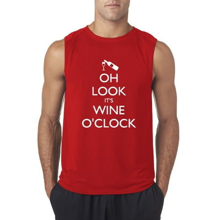 New Way 795 - Men's Sleeveless Oh Look It's Wine O'Clock Time Drinking Small