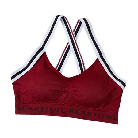 

Women Sport Bra Breast Wrap Underwear Vest Breathable Cross Back for Running Yoga Fitness Wine Red