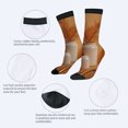 thumbnail image 3 of Four Seasons Universal Socks (2 Pairs) - Artistic Beige Pot & Golden Lid Design Unisex Trendy Mixed Color Socks with Leaf Patterns Stylish Black Toe Cuffs, 3 of 5