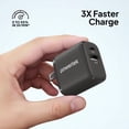 thumbnail image 3 of Powertek 20W USB-C PD + USB-A Dual Port Wall Charger, Carbon Design, Grey, 3 of 7