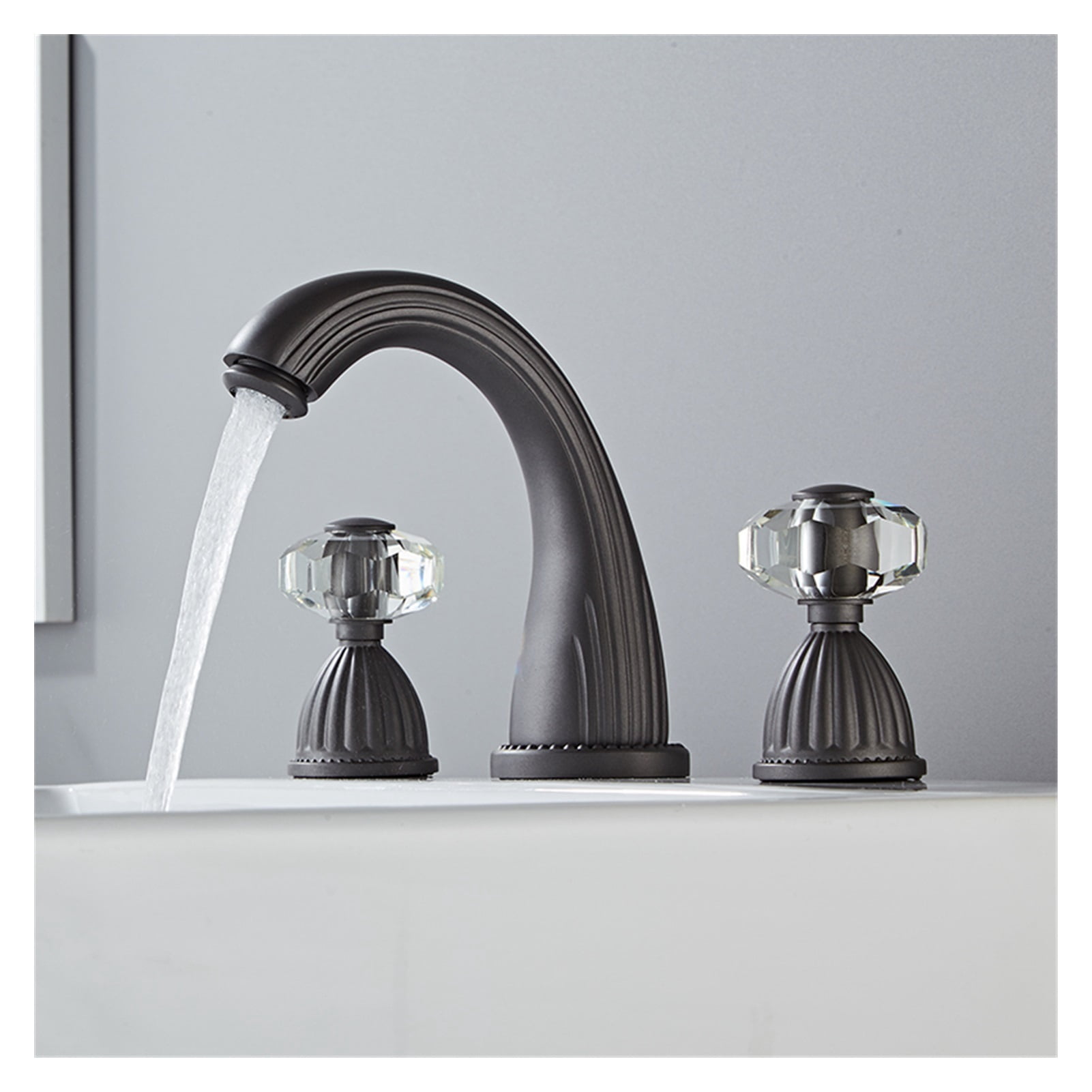 Faucet Gun Grey Bathroom Sink Faucet 3 Hole Widespread Gold/Black/Chrome Basin Mixer Hot And Cold Water Tap New ,360° Swivel Spout