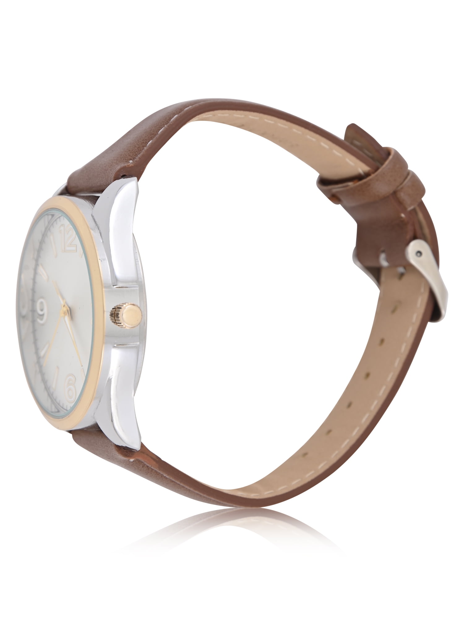 George Men's Two-Tone Case with Brown PU Strap Wristwatch