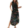 thumbnail image 2 of Mqqzkk Women's Printed Dress Summer Hem Split Maxi Dress 2025 Sleeveless Casual Loose Long Beach Sundress Travel Vacation Outfits, 2 of 9