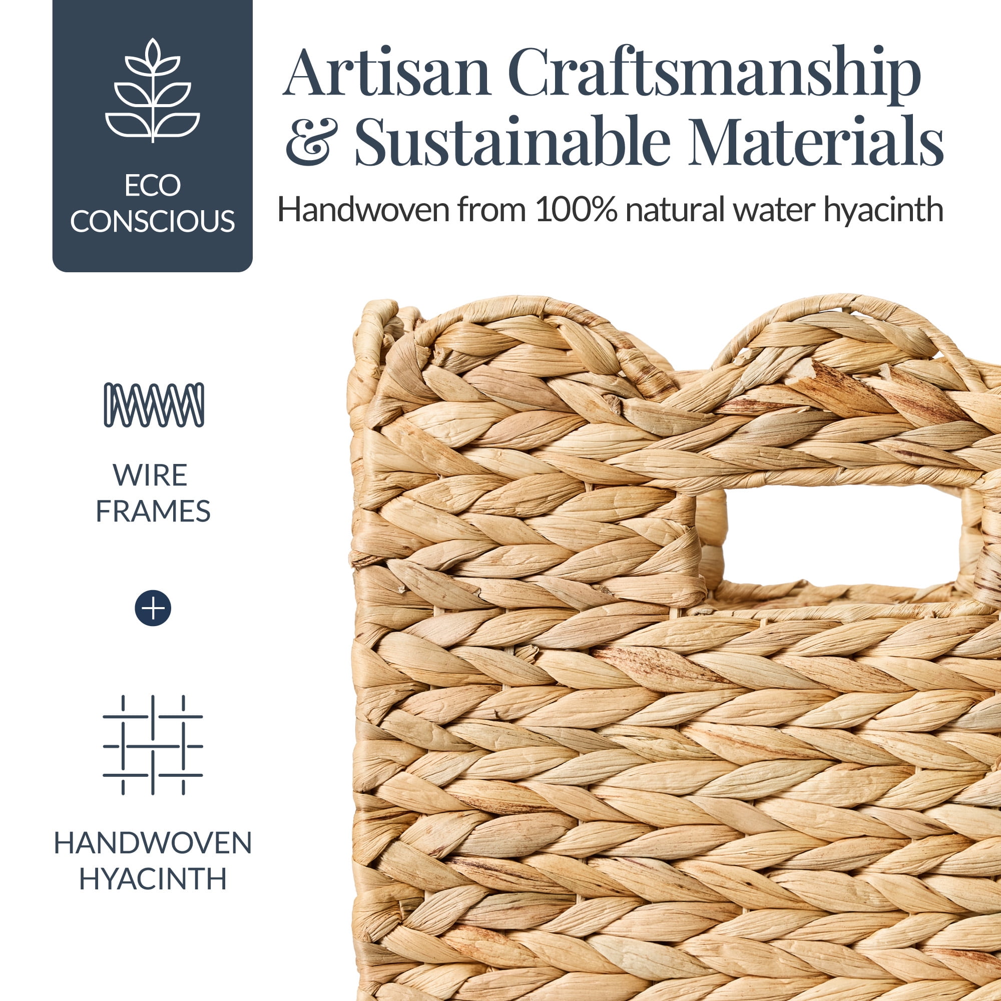 Best Choice Products Scalloped 12 x 12in Hyacinth Storage Basket Set of 5 - Natural