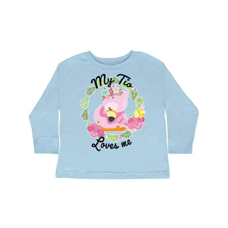 

Inktastic Baby Flamingo My Tio Loves Me with Flower Wreath Gift Toddler Boy or Toddler Girl Long Sleeve T-Shirt