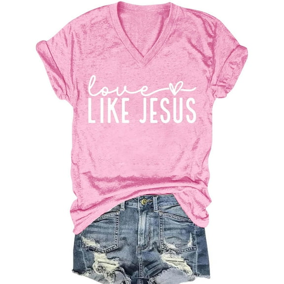Staron Women's Casual V-Neck Short Sleeve Tops Basic Solid Color Layering Tee Shirts, Pink L