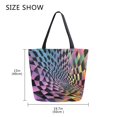 thumbnail image 5 of FORMRS Womens Canvas Tote Bag with Zipper Inner Pocket Shoulder Handbag, Pink Wavy Plaid, 5 of 7