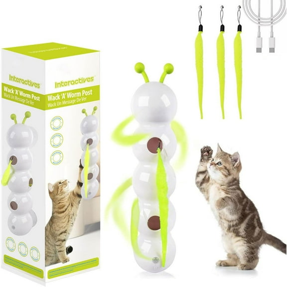 Automatic Teaser Toy with Smart Sensors, Rechargeable Base & Motion-Activated Swing for Indoor