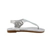 bebe Girls Big Kid Metallic Rhinestone Thong Slide Sandal with Adjustable Strap - Fashion Summer Bling Shoes