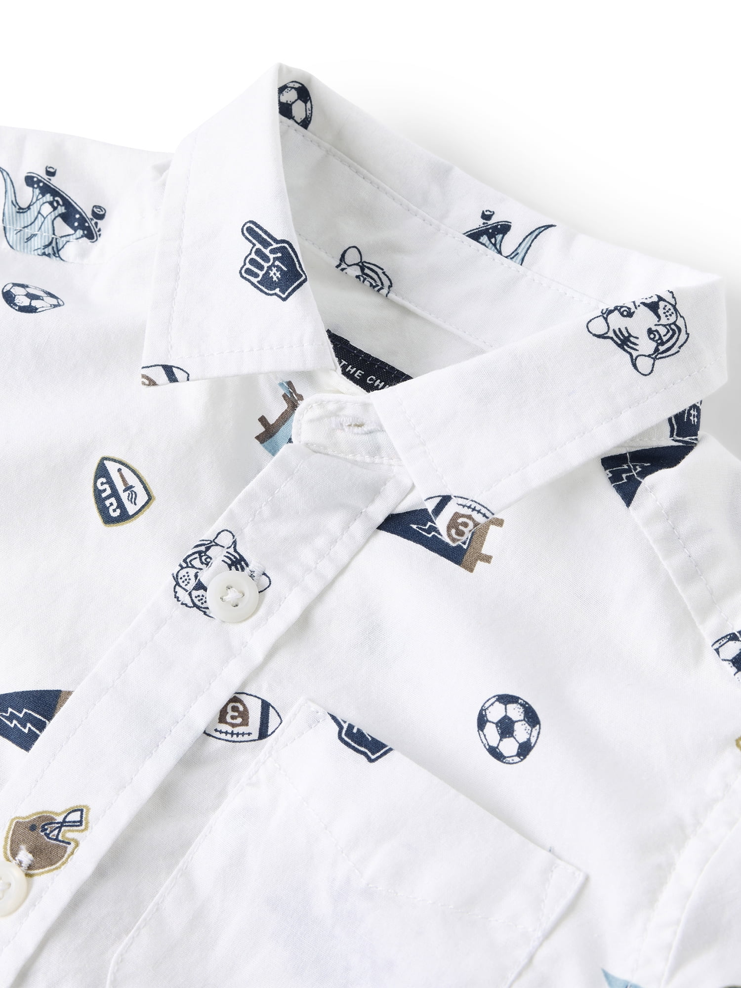 The Children's Place Baby And Toddler Boys Short Sleeve Print Poplin Button Up Shirt, Sizes 6M-5T