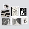 thumbnail image 2 of PixonSign Framed Canvas Print Wall Art Set - Black & White Picasso Style Landscape Poster Art - Geometric Print Gallery Set of 7 Abstract Faces Illustrations Digital Art Wall Décor for Home - White, 2 of 5