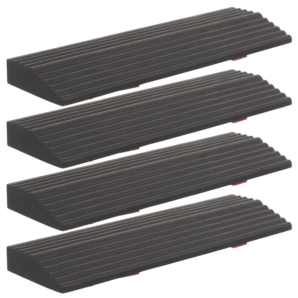 Alasum Portable Black Rubber Threshold Ramp Set, 4 Pieces, Anti-Skid Design for Home Accessibility