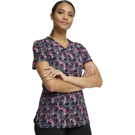 

Cherokee Infinity Scrubs Top For Women V-Neck Print CK634 M Caring Beats