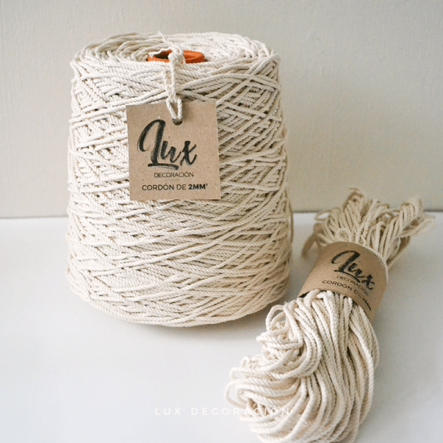 Cordón torcido de algodón 2mm crudo 1kg 400m | Cordón Macramé Lux Decoración