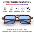 thumbnail image 6 of FEISEDY Vintage Square 70s Flat Aviator Sunglasses Women Men Classic Retro Stylish Frame UV400 Sunglasses B2622, 6 of 15