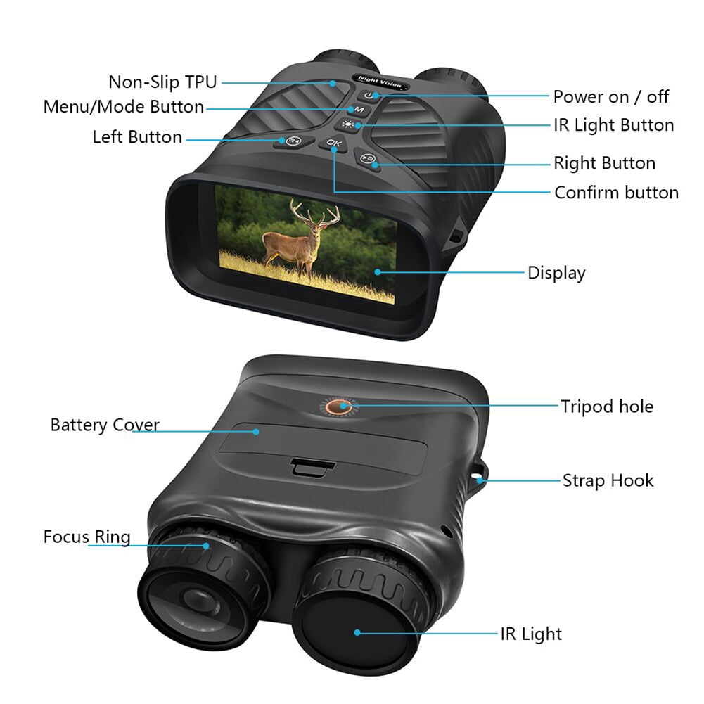 2024 New 40M 2.5K Hd Goggles Infrared Binoculars, with 3'' Large Screen 8X Digital Zoom, Rechargeable Lithium Battery, for Travel Camping