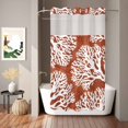 thumbnail image 2 of No Hook Shower Curtain, Burnt Orange Coastal Coral Shower Curtains for Bathroom with See Through Top Window, Summer Nautical Sea Beach Ocean Waterproof & Washable Bath Curtain Stand Up Stall 36"x72", 2 of 9