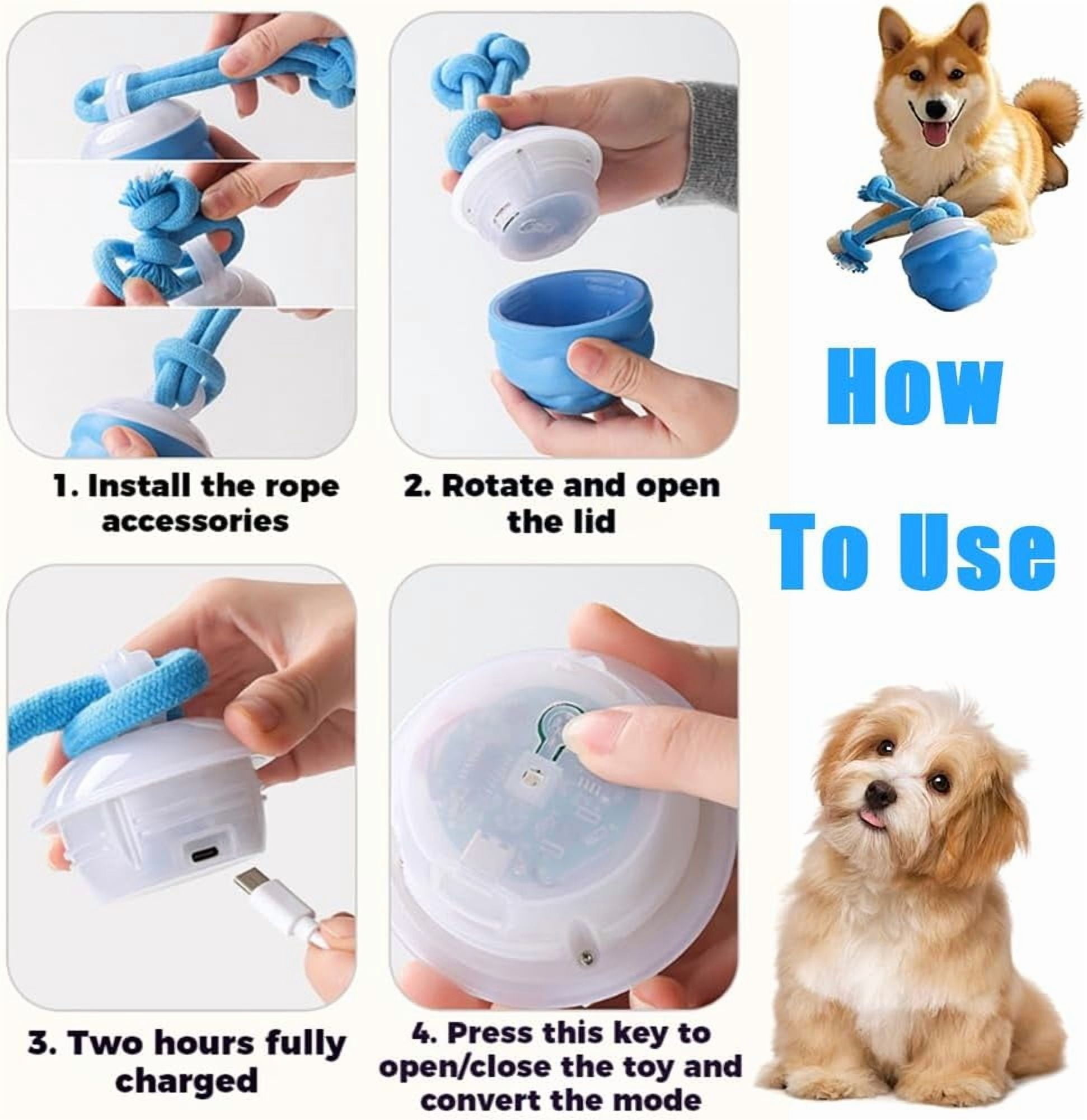 2026 Upgrade Smart Jumping Ball for Dogs, Chew-Proof Interactive Indestructible Waggle Ball Toy with Touch and Motion Activated That Moves on Its Own for Indoor/Outdoor Play