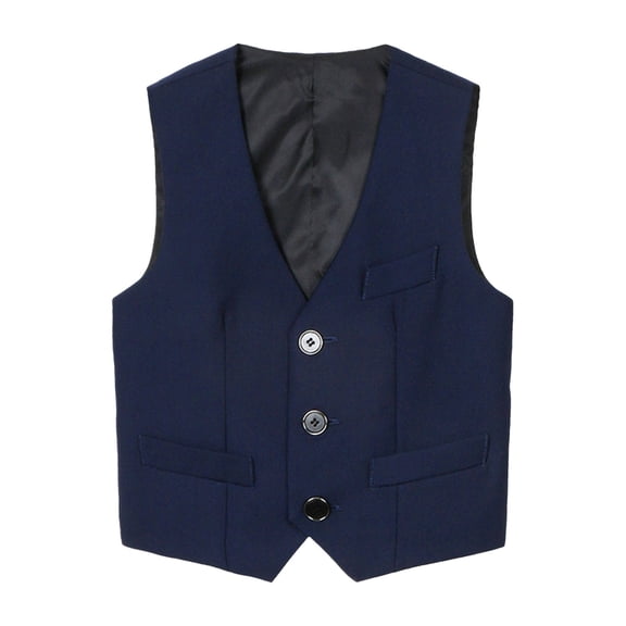 Boy's Button Formal Vest Solid Sleeveless Tuxedo Dress Waistcoat Wedding Part𝘆 Gentleman Christenings Formal Suits