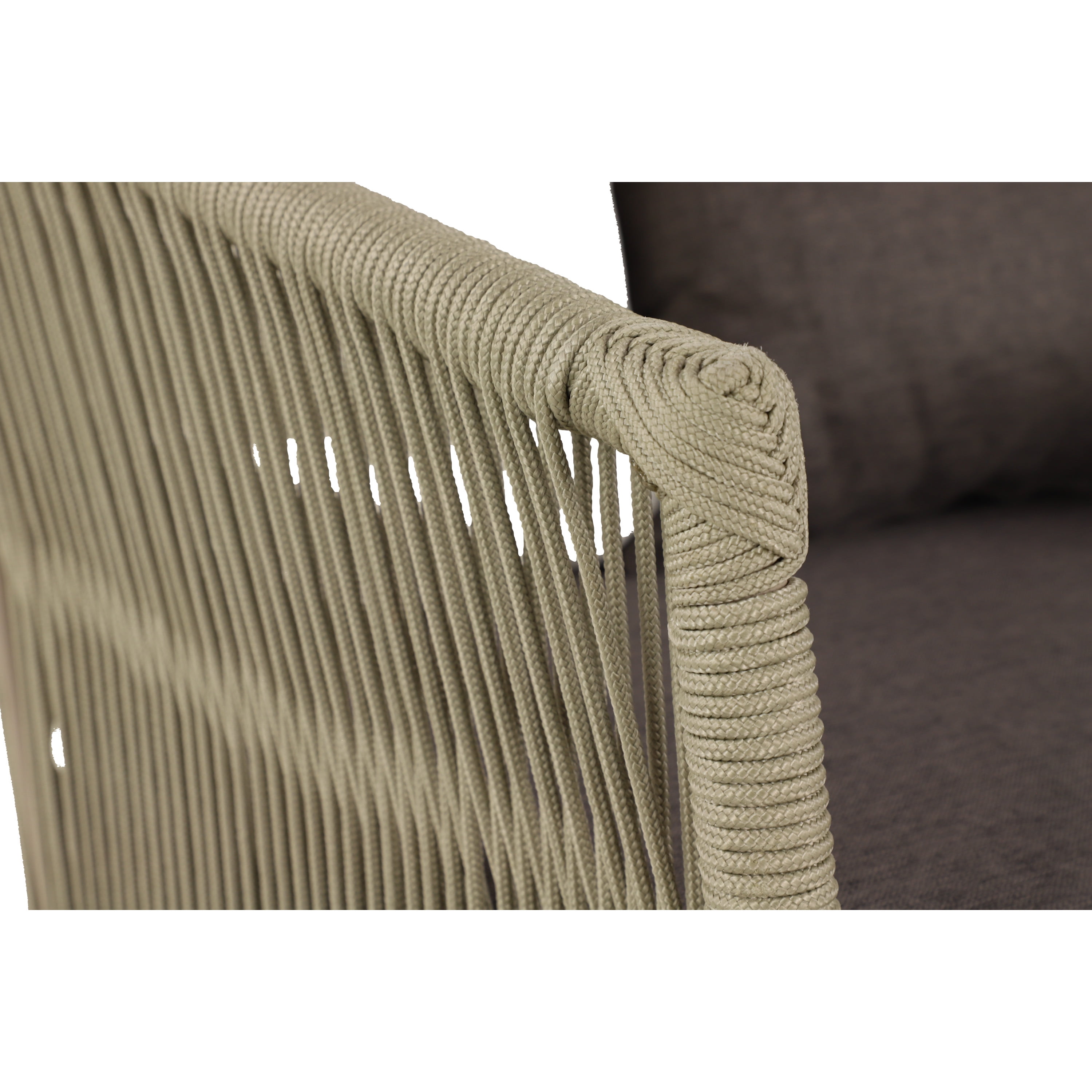 DecMode Woven Rope Wood Outdoor Chair with Polyester Cushions and Slender Tapered Legs - (Set of 2) Gray